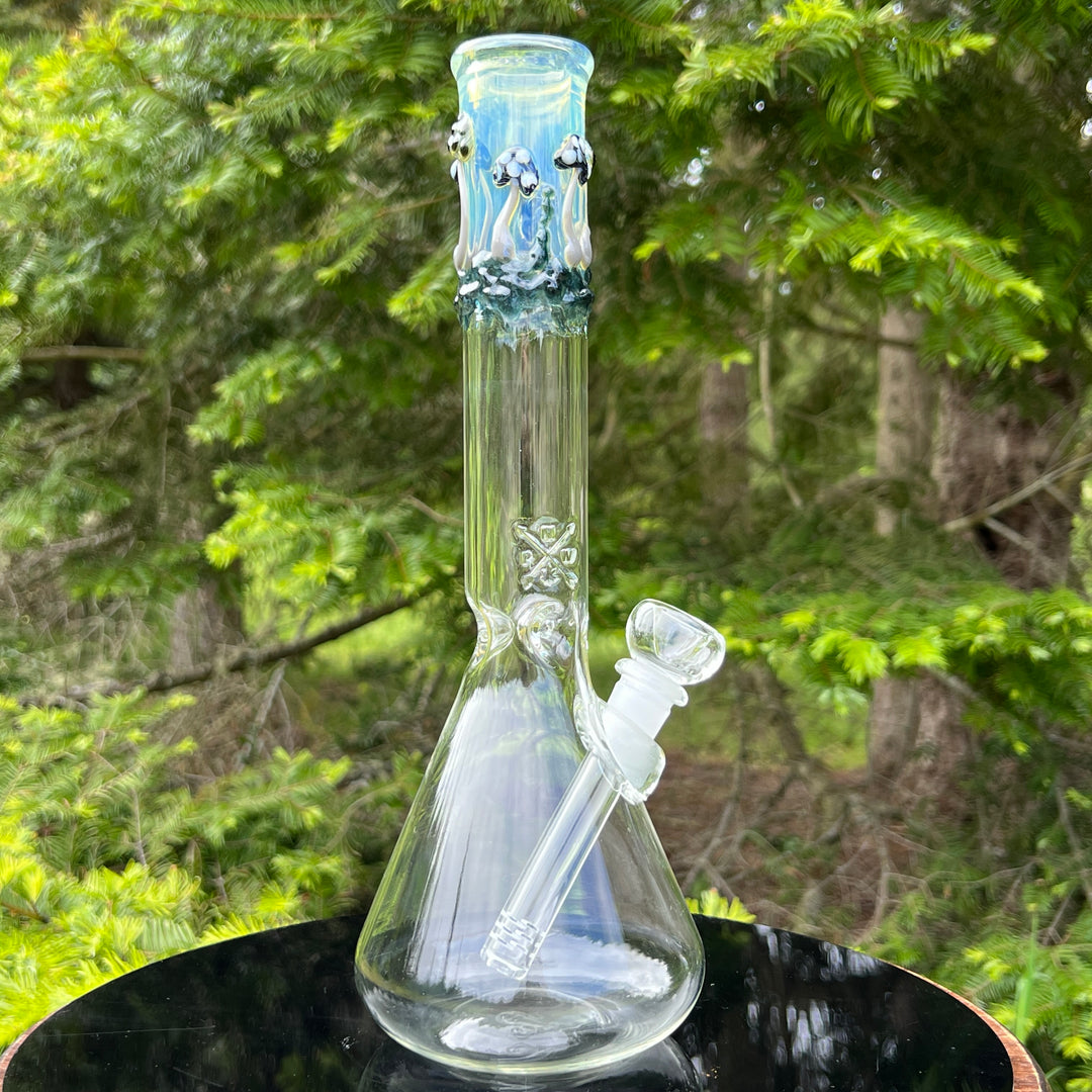 12" Silver Fumed Mushroom Beaker Bong Glass Pipe Mary Jane's Glass   