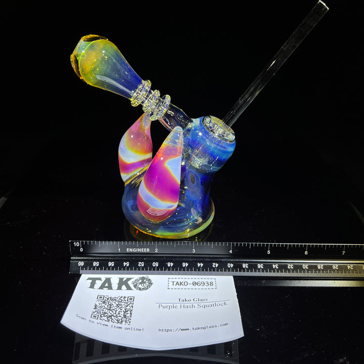 Purple Hash Squatlock Glass Pipe Tako Glass   