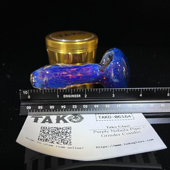 Purple Nebula Pipe + Grinder Combo Glass Pipe Tako Glass   