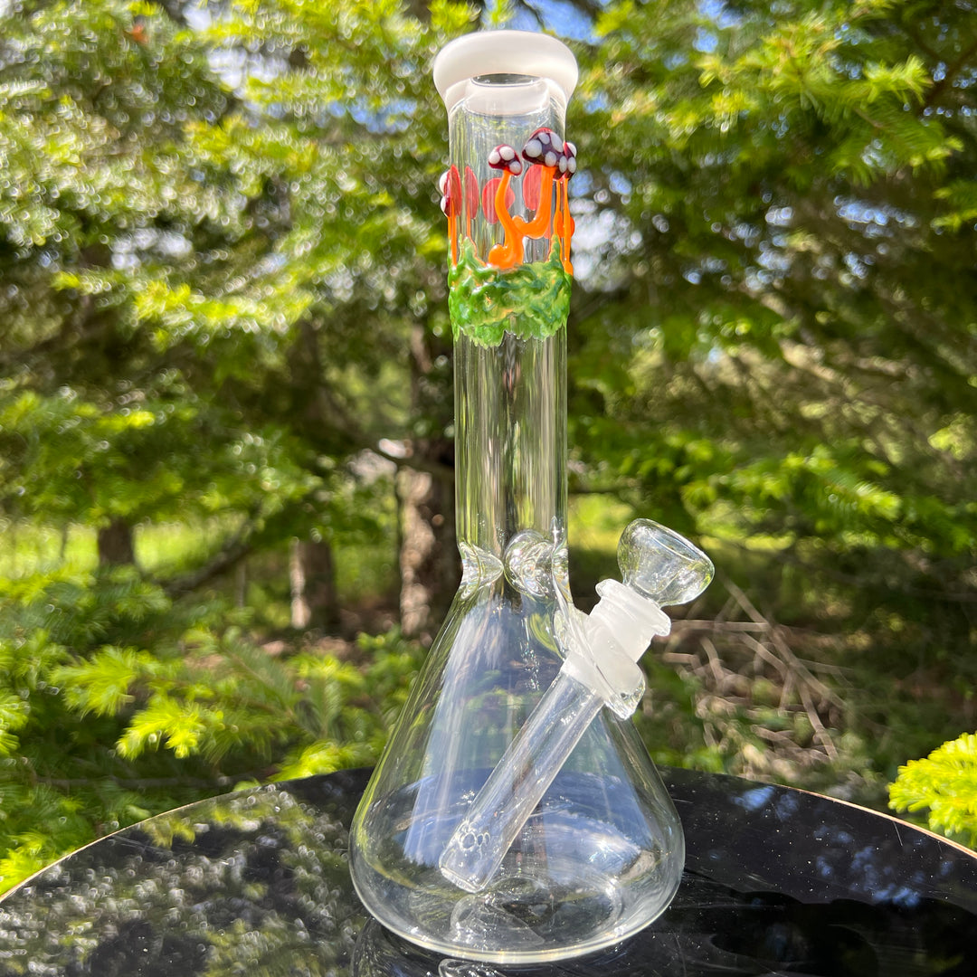 10" Mushroom Beaker Bong Glass Pipe Mary Jane's Glass   