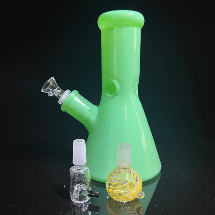 Bright Green 8.5" Thick 9 mm Bong + Bonus Pullslides combo Glass Pipe TG   