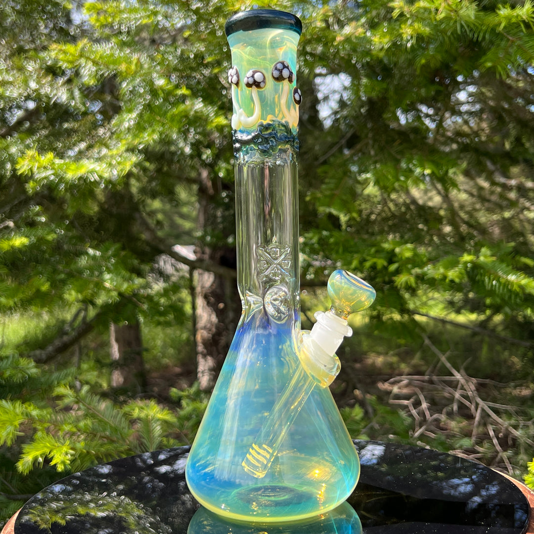 11" Fumed Mushroom Beaker Bong Glass Pipe Mary Jane's Glass   