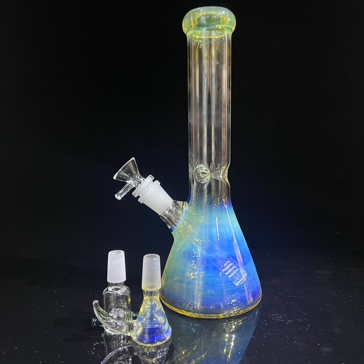 10" Fume Beaker Bong + Bonus Pullslide Combo Glass Pipe TG   