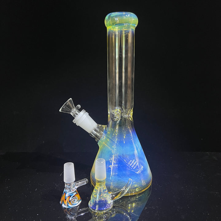 10" Fume Beaker Bong + Bonus Pullslide Combo Glass Pipe TG   