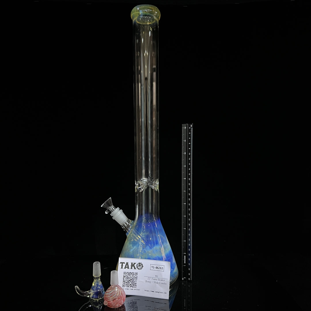 22" Fume Beaker Bong + Slide Combo Glass Pipe TG   