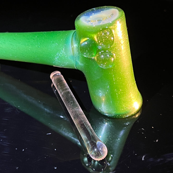 Green Stardust Ghost Hash Hammer Glass Pipe KOP Glass   