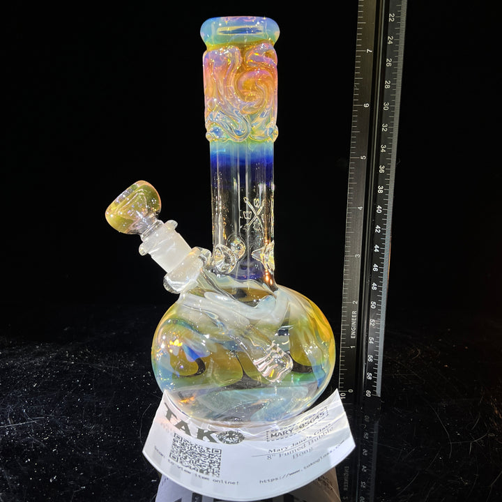 8" Fumed Bubble Bong Glass Pipe Mary Jane's Glass   