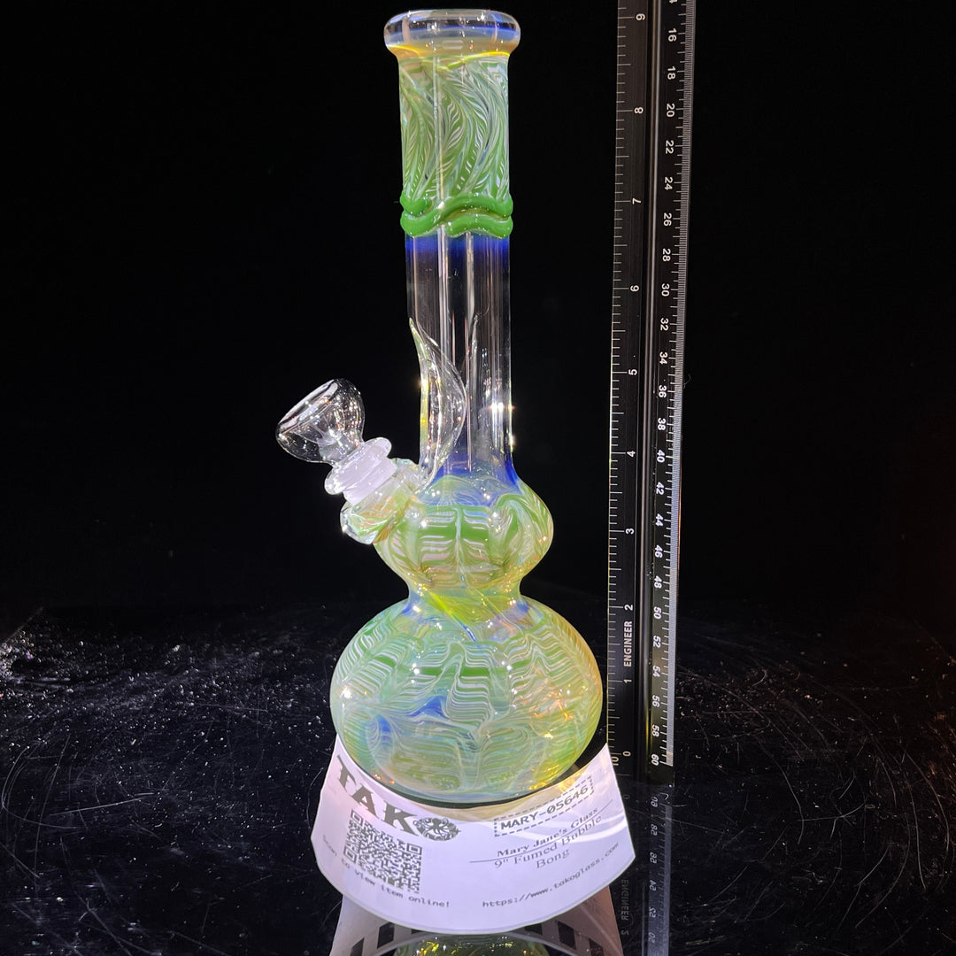 9" Fumed Bubble Bong Glass Pipe Mary Jane's Glass   