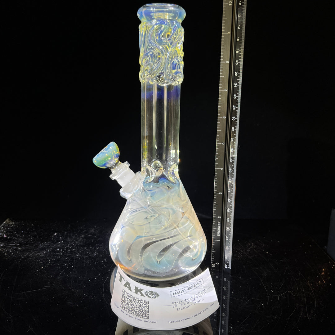 10" Fumed Twist Beaker Bong Glass Pipe Mary Jane's Glass   