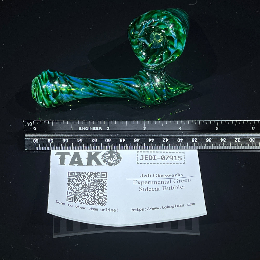 Experimental Green Sidecar Bubbler Glass Pipe Jedi Glassworks