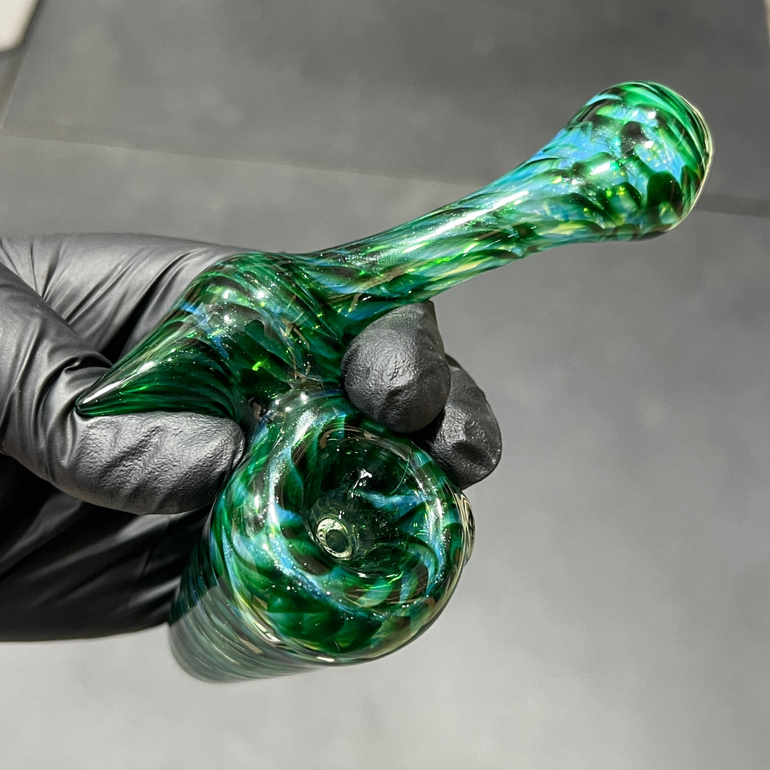 Experimental Green Sidecar Bubbler Glass Pipe Jedi Glassworks