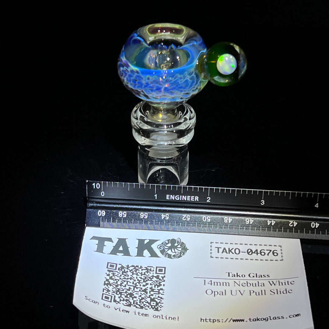 14mm Nebula White Opal UV Pull Slide Accessory Tako Glass   