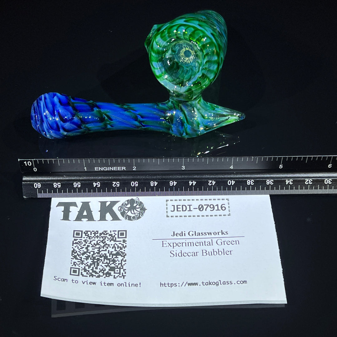 Experimental Green Sidecar Bubbler Glass Pipe Jedi Glassworks