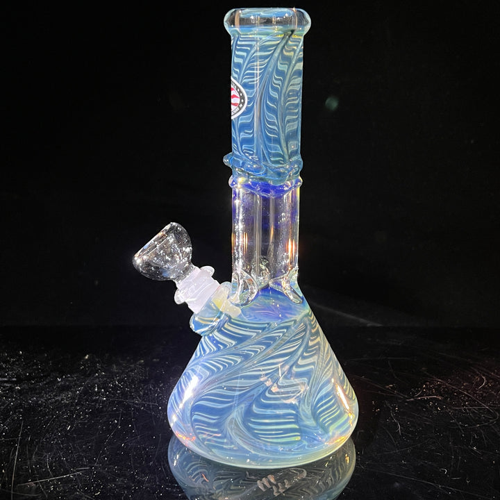 8" Fumed Ripple Beaker Bong Glass Pipe Mary Jane's Glass   