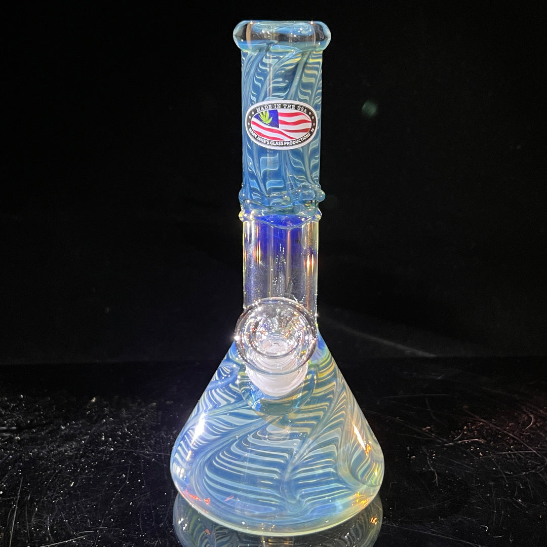 8" Fumed Ripple Beaker Bong Glass Pipe Mary Jane's Glass   