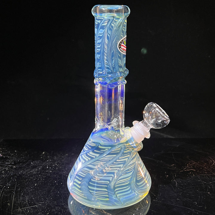 8" Fumed Ripple Beaker Bong Glass Pipe Mary Jane's Glass   