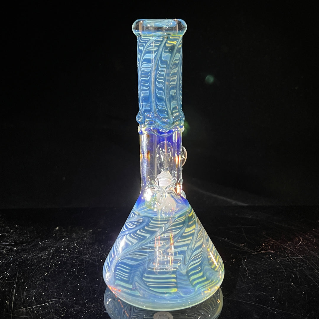 8" Fumed Ripple Beaker Bong Glass Pipe Mary Jane's Glass   