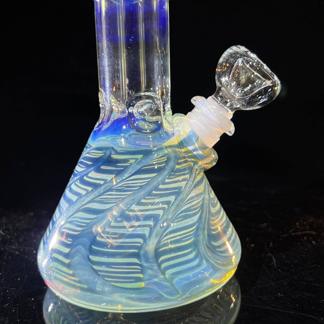 8" Fumed Ripple Beaker Bong Glass Pipe Mary Jane's Glass   