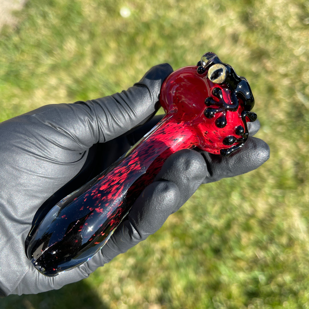 Red and Black Frog Spoon Glass Pipe Beezy Glass   