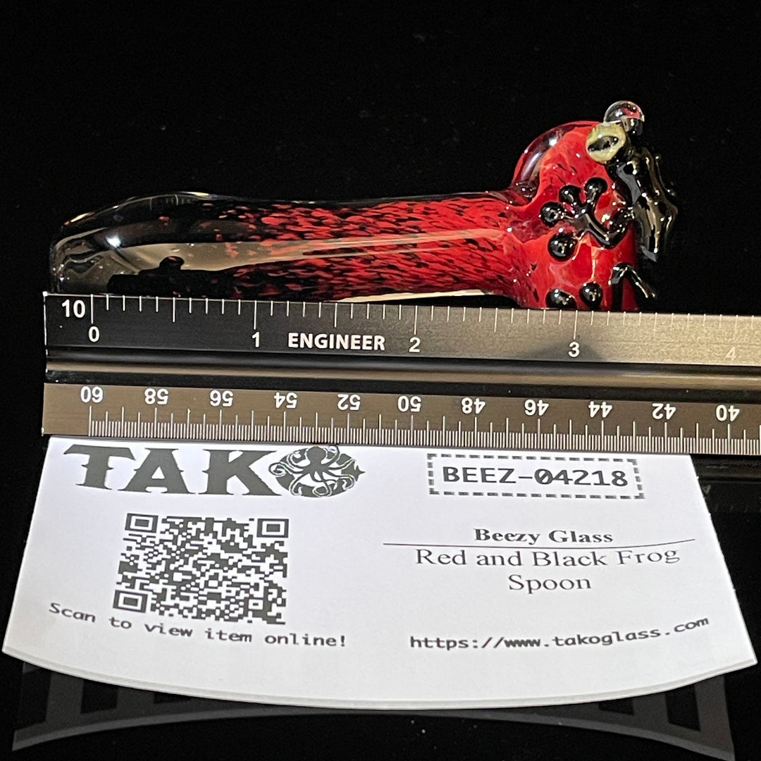 Red and Black Frog Spoon Glass Pipe Beezy Glass   