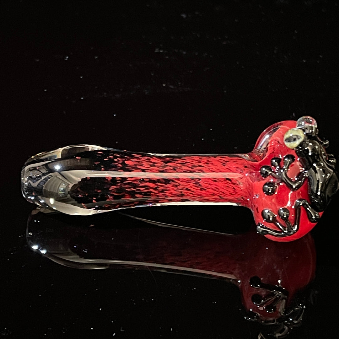 Red and Black Frog Spoon Glass Pipe Beezy Glass   