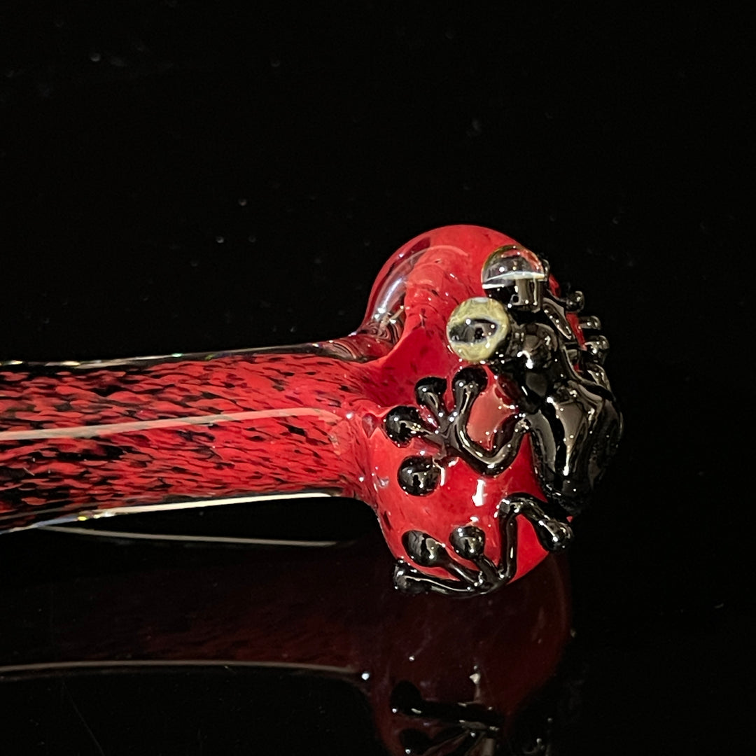 Red and Black Frog Spoon Glass Pipe Beezy Glass   