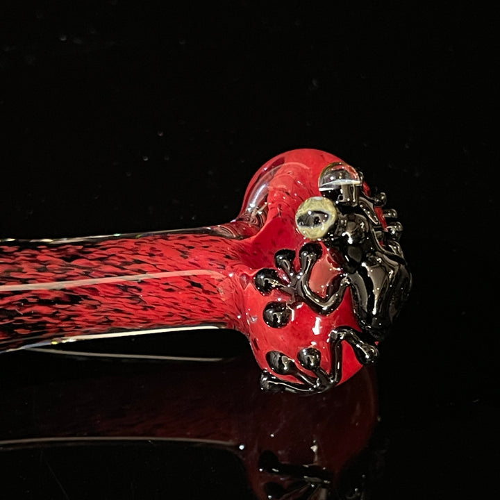 Red and Black Frog Spoon Glass Pipe Beezy Glass   