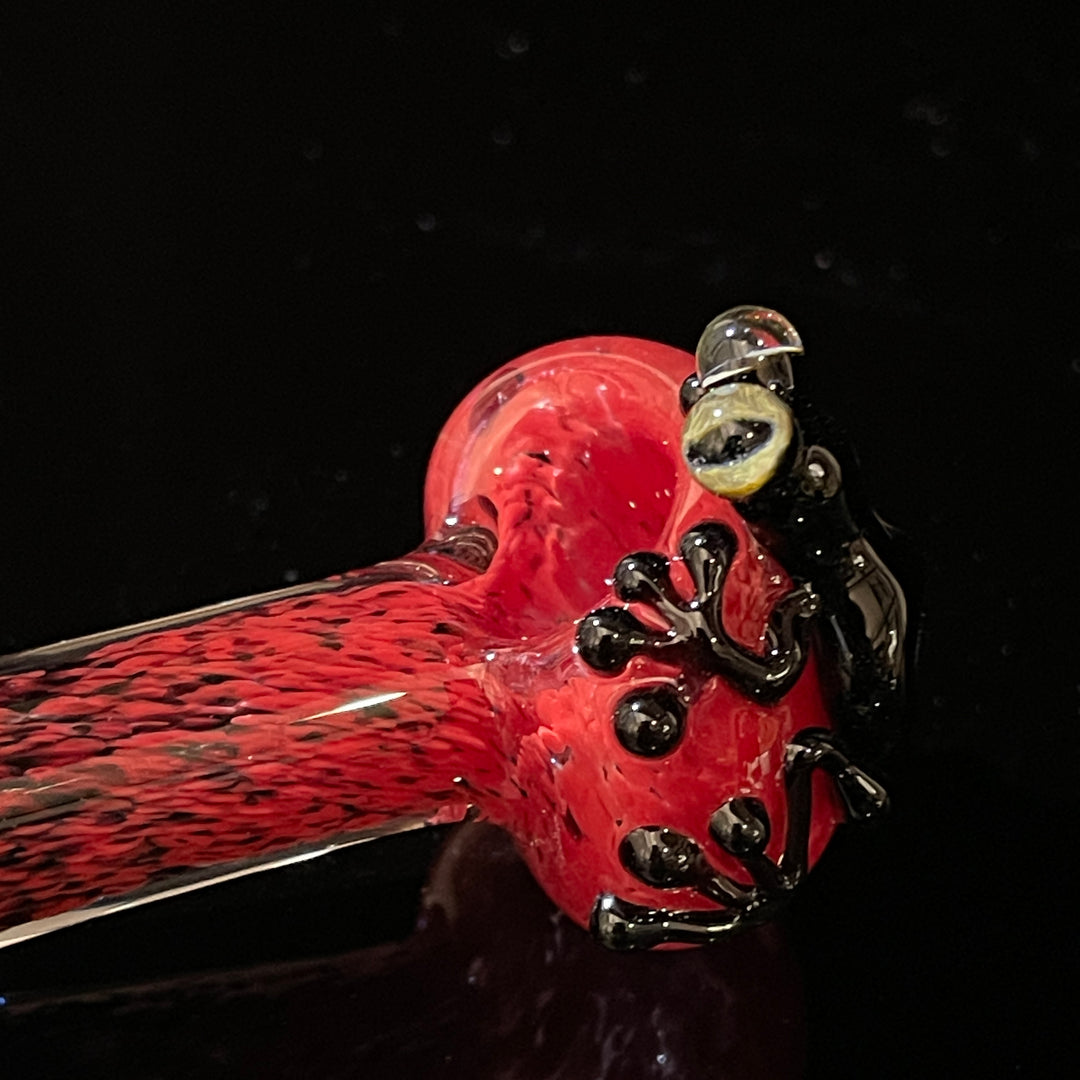 Red and Black Frog Spoon Glass Pipe Beezy Glass   