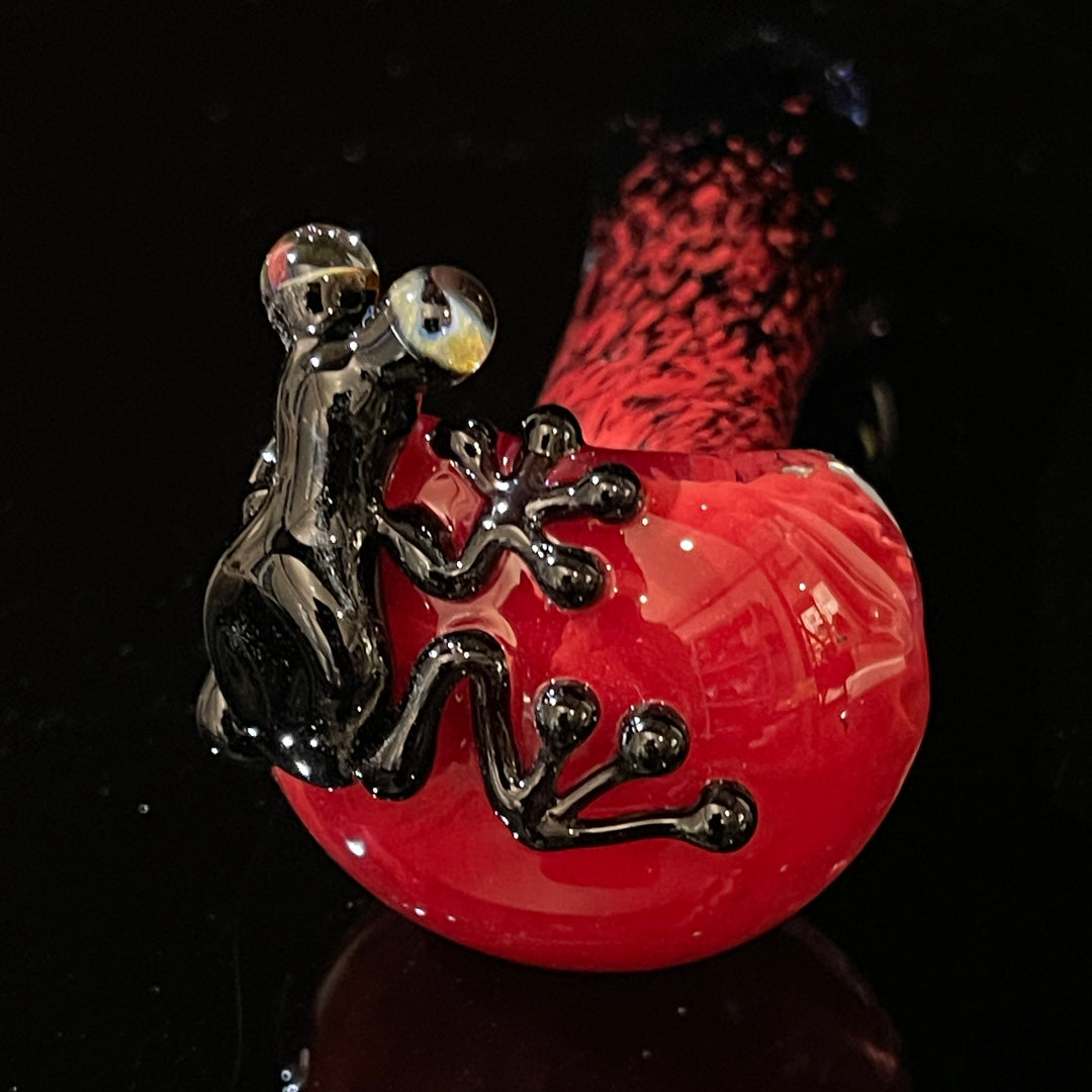 Red and Black Frog Spoon Glass Pipe Beezy Glass   