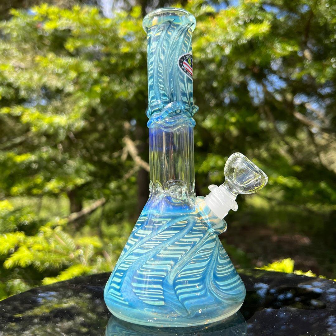 8" Fumed Ripple Beaker Bong Glass Pipe Mary Jane's Glass   