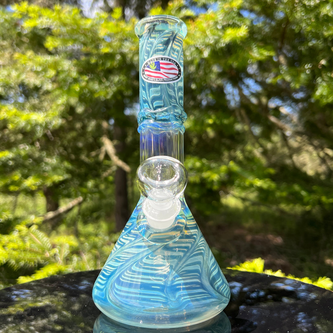 8" Fumed Ripple Beaker Bong Glass Pipe Mary Jane's Glass   