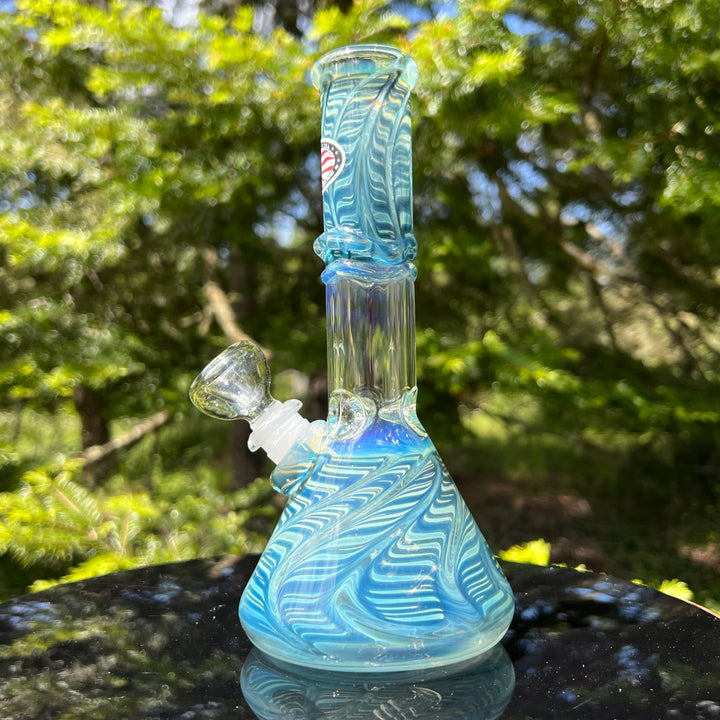 8" Fumed Ripple Beaker Bong Glass Pipe Mary Jane's Glass   