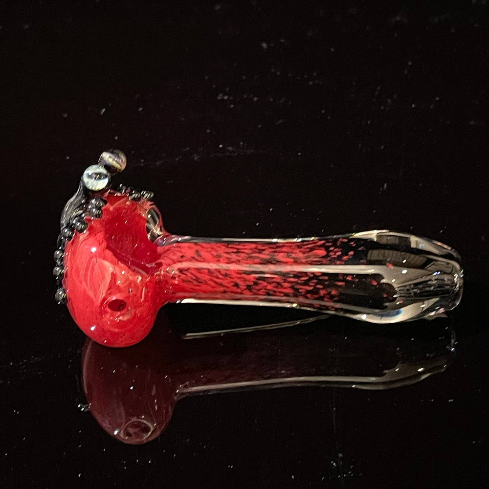 Red and Black Frog Spoon Glass Pipe Beezy Glass   