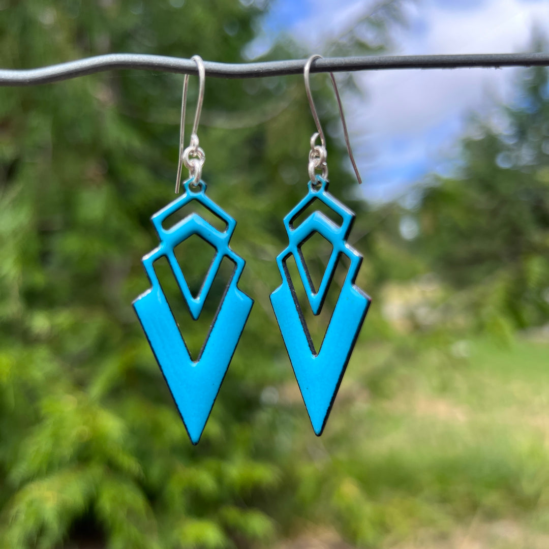 Teal Triangle Earrings Accessory Wheat Stalk Boutique   