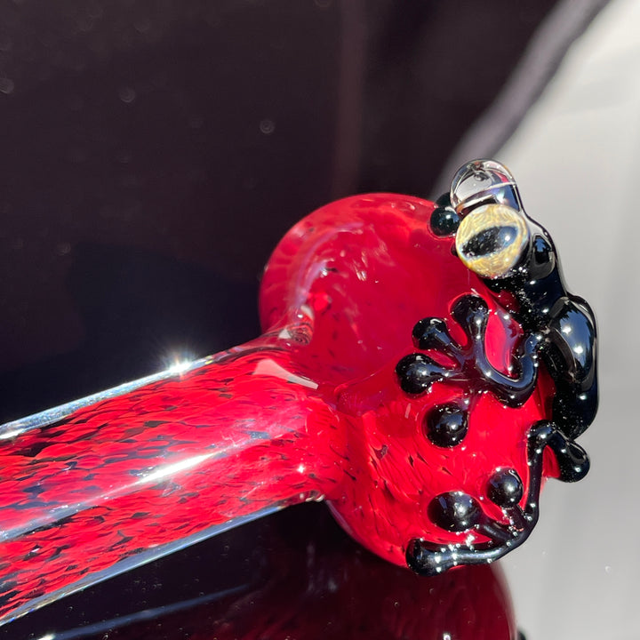 Red and Black Frog Spoon Glass Pipe Beezy Glass   