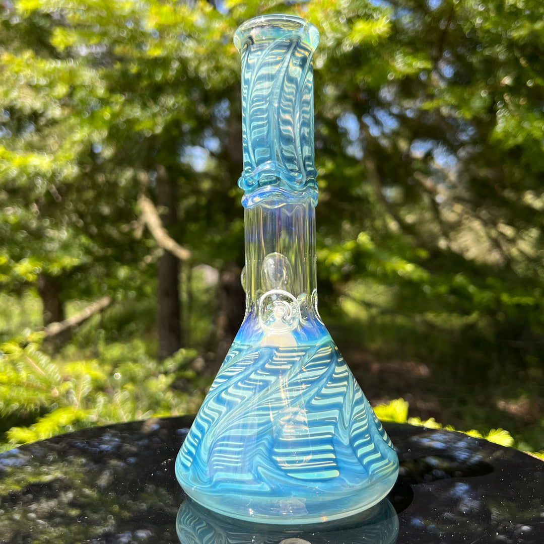 8" Fumed Ripple Beaker Bong Glass Pipe Mary Jane's Glass   