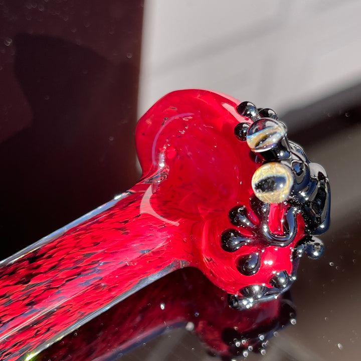 Red and Black Frog Spoon Glass Pipe Beezy Glass   