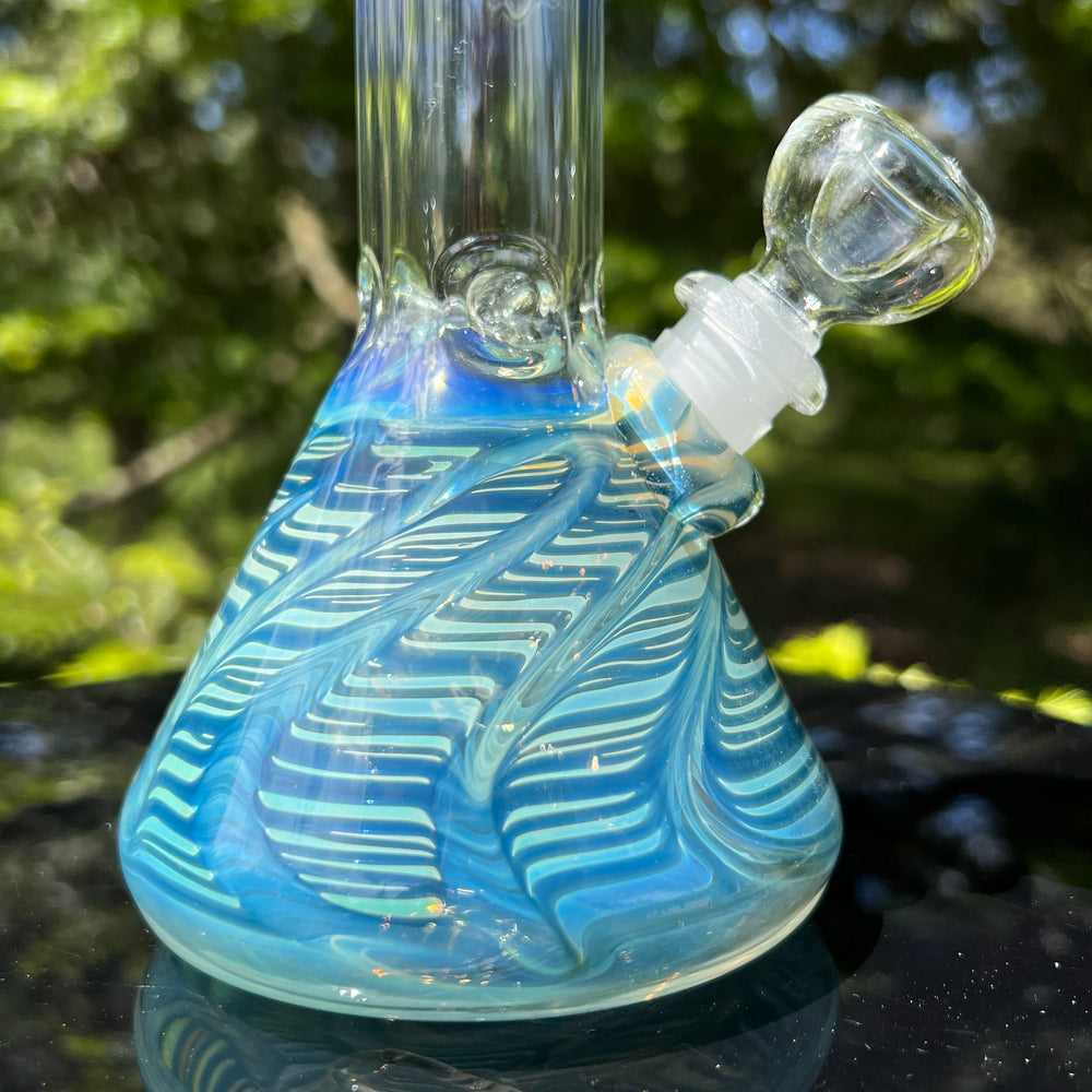 8" Fumed Ripple Beaker Bong Glass Pipe Mary Jane's Glass   