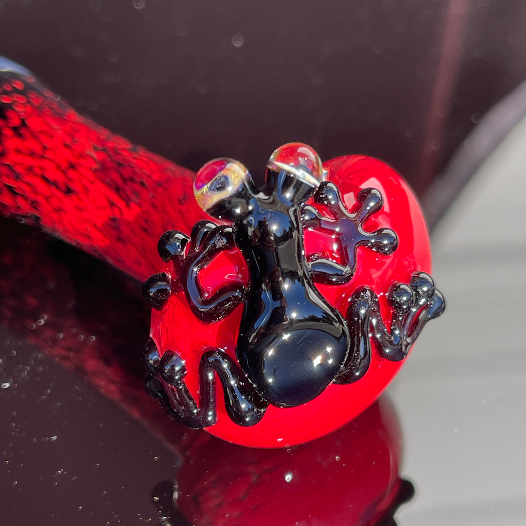 Red and Black Frog Spoon Glass Pipe Beezy Glass   