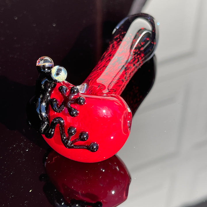 Red and Black Frog Spoon Glass Pipe Beezy Glass   