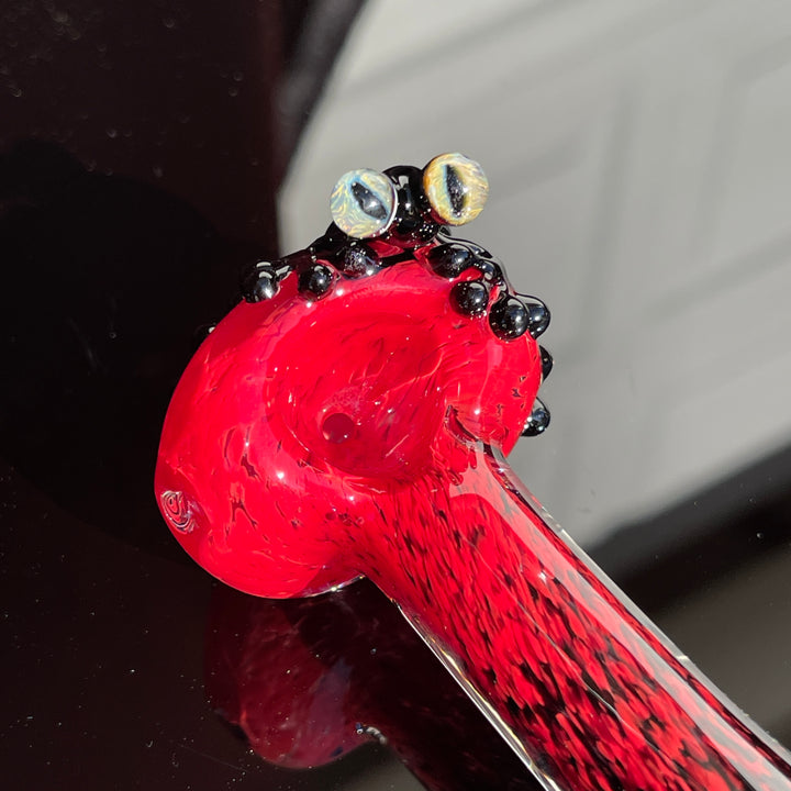 Red and Black Frog Spoon Glass Pipe Beezy Glass   