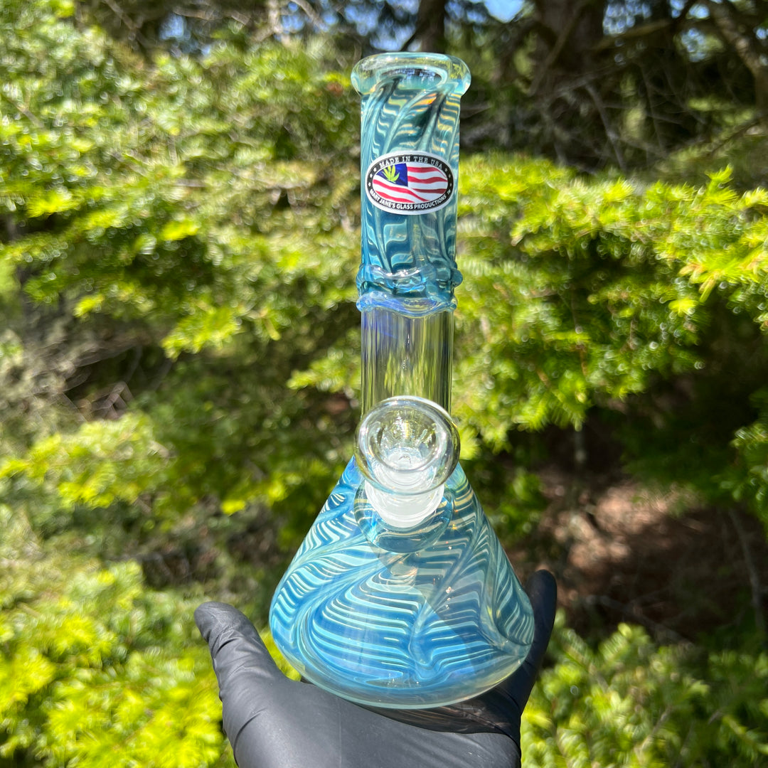 8" Fumed Ripple Beaker Bong Glass Pipe Mary Jane's Glass   