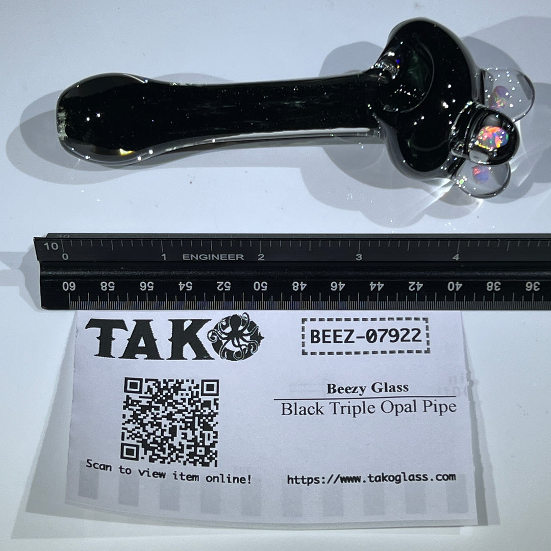 Black Triple Opal Pipe Glass Pipe Beezy Glass