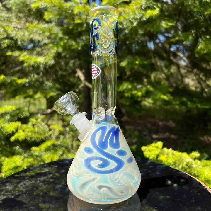 9.5" Fumed Twist Beaker Bong Glass Pipe Mary Jane's Glass   