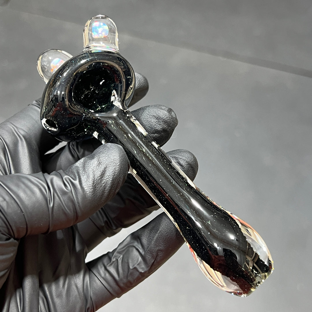 Black Triple Opal Pipe Glass Pipe Beezy Glass