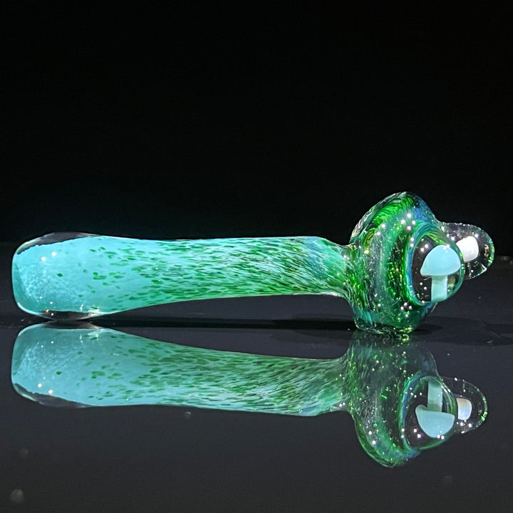 Green Mushroom Pipe with Opal Glass Pipe Beezy Glass