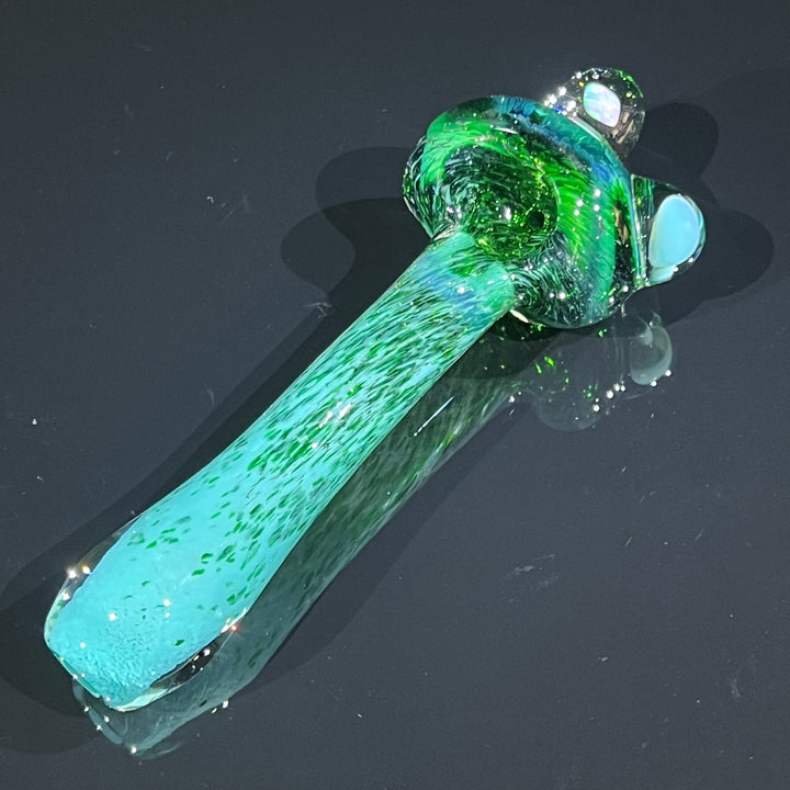 Green Mushroom Pipe with Opal Glass Pipe Beezy Glass