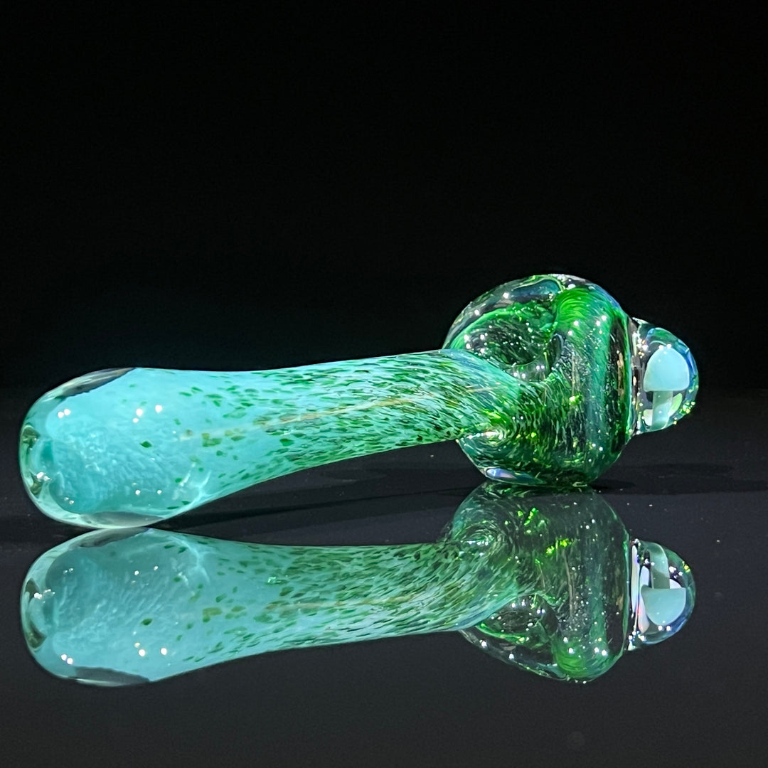 Green Mushroom Pipe with Opal Glass Pipe Beezy Glass