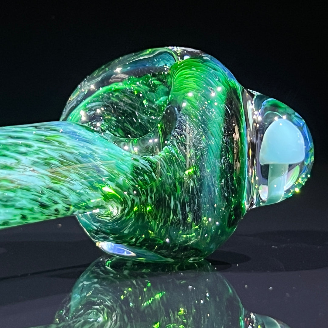 Green Mushroom Pipe with Opal Glass Pipe Beezy Glass