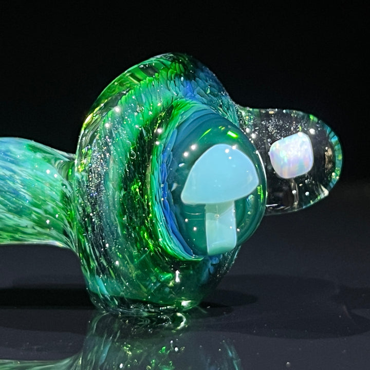 Green Mushroom Pipe with Opal Glass Pipe Beezy Glass